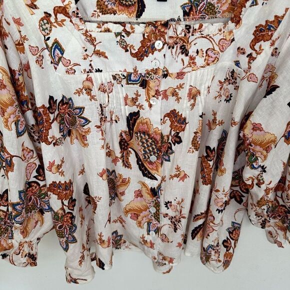 Rachel Rachel Roy Women’s Linen Blend Fall Floral Crop Blouse Midi Belted Skirt - Picture 6 of 13